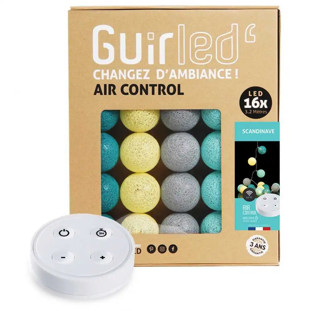 Guirled - Guirlande lumineuse Air Control -  Scandinave Télécommandée Guirlande lumineuse boules coton LED USB