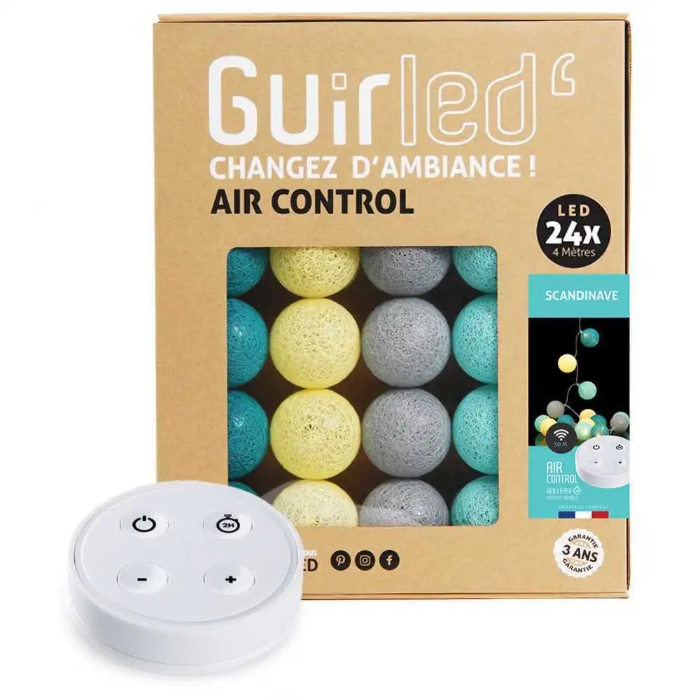 Guirled - Air Control Lichterkette - Skandinavisch Ferngesteuert Lichterkette Baumwollkugeln LED USB