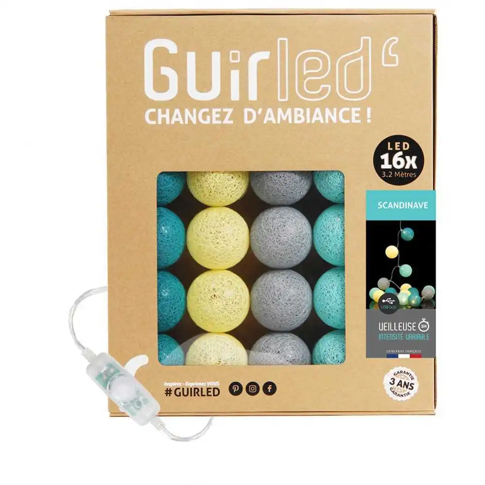 shangsun Guirlande Lumineuse Boule, Lumineuse Cosy Boules Coton 20