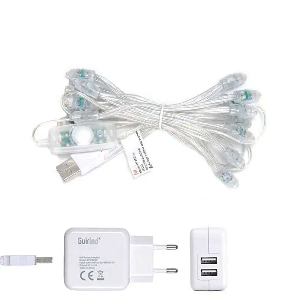 Guirlande lumineuse boules coton led usb - télécommande sans fil -  veilleuse bébé 2h - adaptateur secteur double usb 2a inclus - 4 intensités  - 24 - Achat & prix