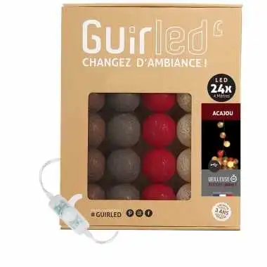 Guirled - Klassische Lichterkette - Mahagoni Klassische Lichterkette LED USB Baumwollkugeln