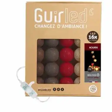 Guirled - Guirlande lumineuse Classique -  Acajou Classique Guirlande lumineuse boules coton LED USB