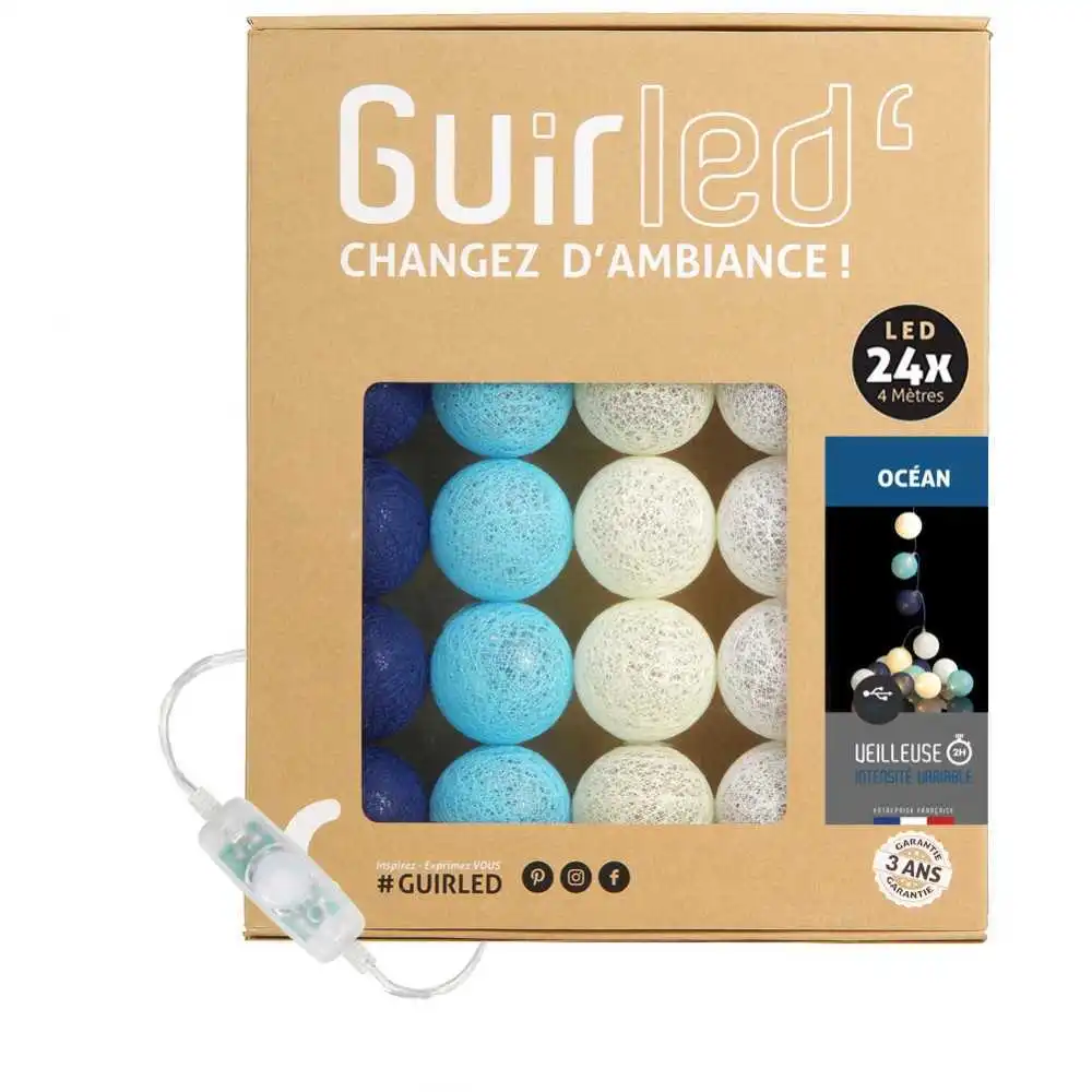 Guirled - Klassische Lichterkette - Ocean Klassische Lichterkette LED USB Baumwollkugeln