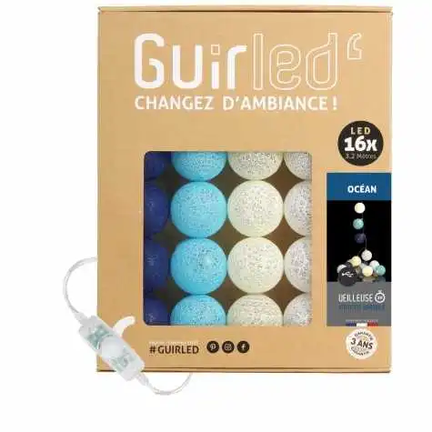 Guirled - Klassische Lichterkette - Ocean Klassische Lichterkette LED USB Baumwollkugeln