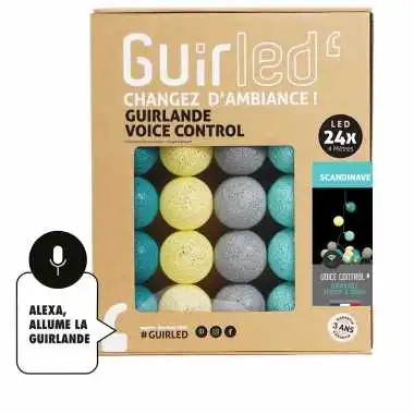 Guirled - Guirlande lumineuse Voice Control -  Scandinave Commande Vocale Guirlande lumineuse boules coton Google & Alexa