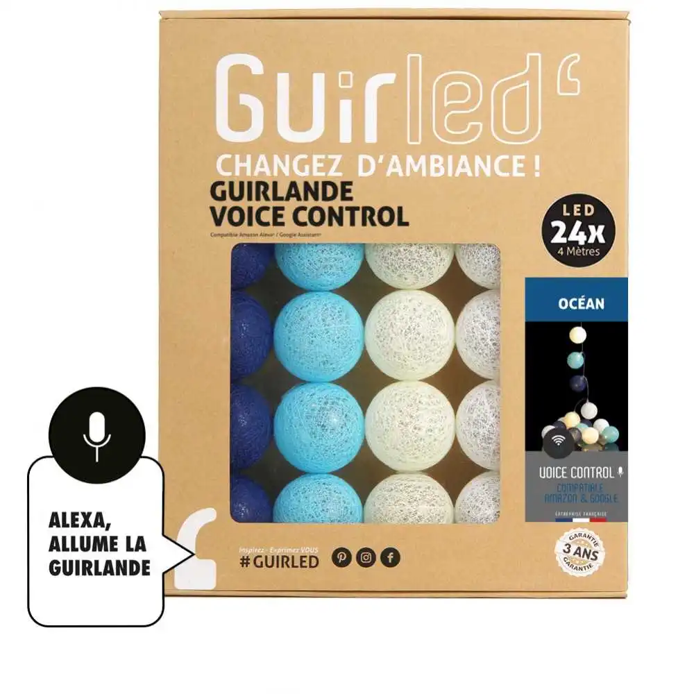 Guirled - Guirlande lumineuse Voice Control -  Océan Commande Vocale Guirlande lumineuse boules coton Google & Alexa