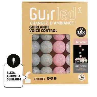 Guirled - Guirlande lumineuse Voice Control -  Églantine Commande Vocale Guirlande lumineuse boules coton Google & Alexa