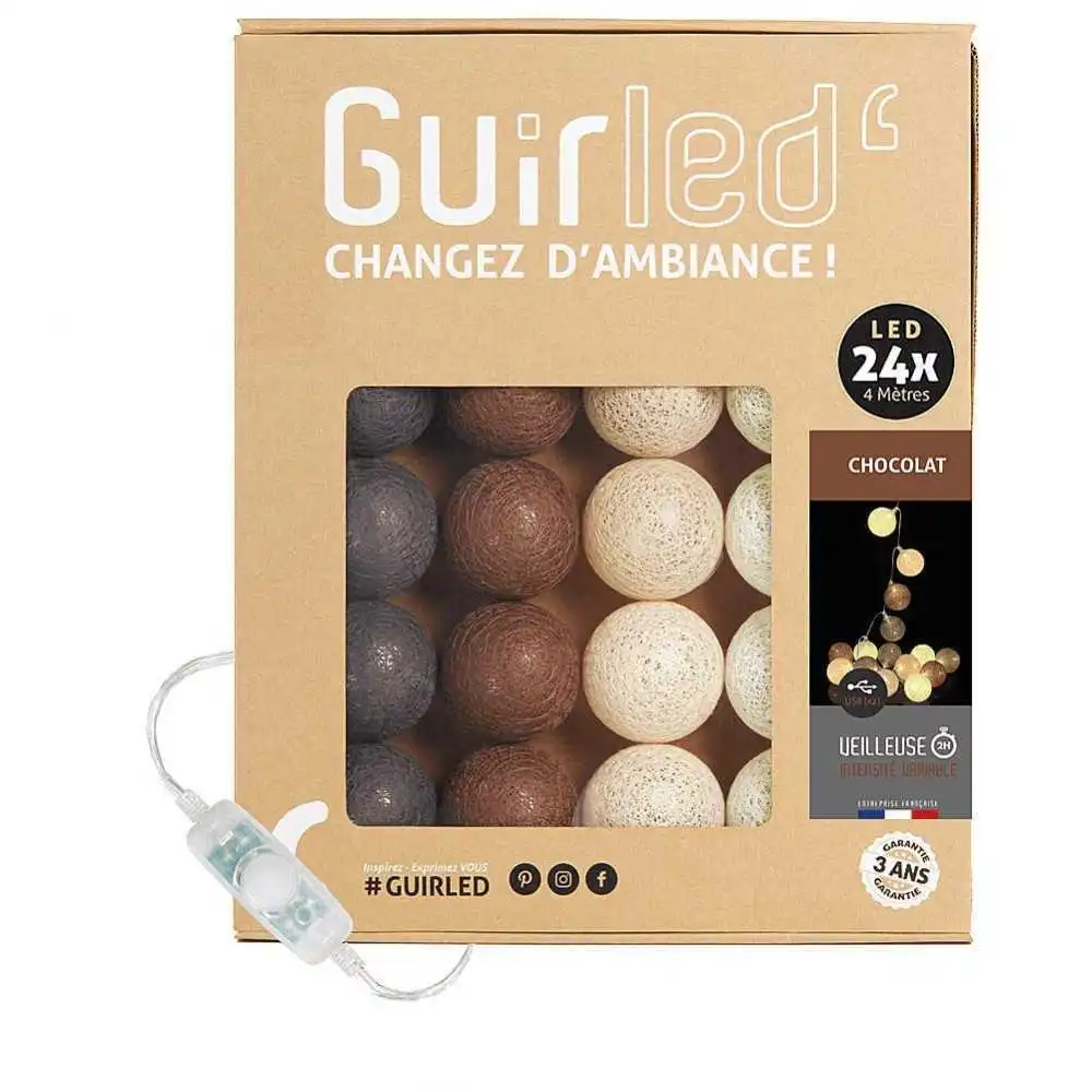Guirled - Klassische Lichterkette - Chocolat Classique Lichterkette Baumwollkugeln LED USB