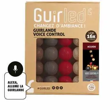Guirled - Guirlande lumineuse Voice Control -  Acajou Commande Vocale Guirlande lumineuse boules coton Google & Alexa