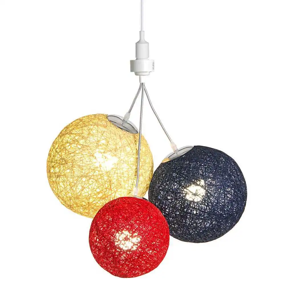 Suspension Luminaire LED 3 boules en chanvre - Sunset - Guirled