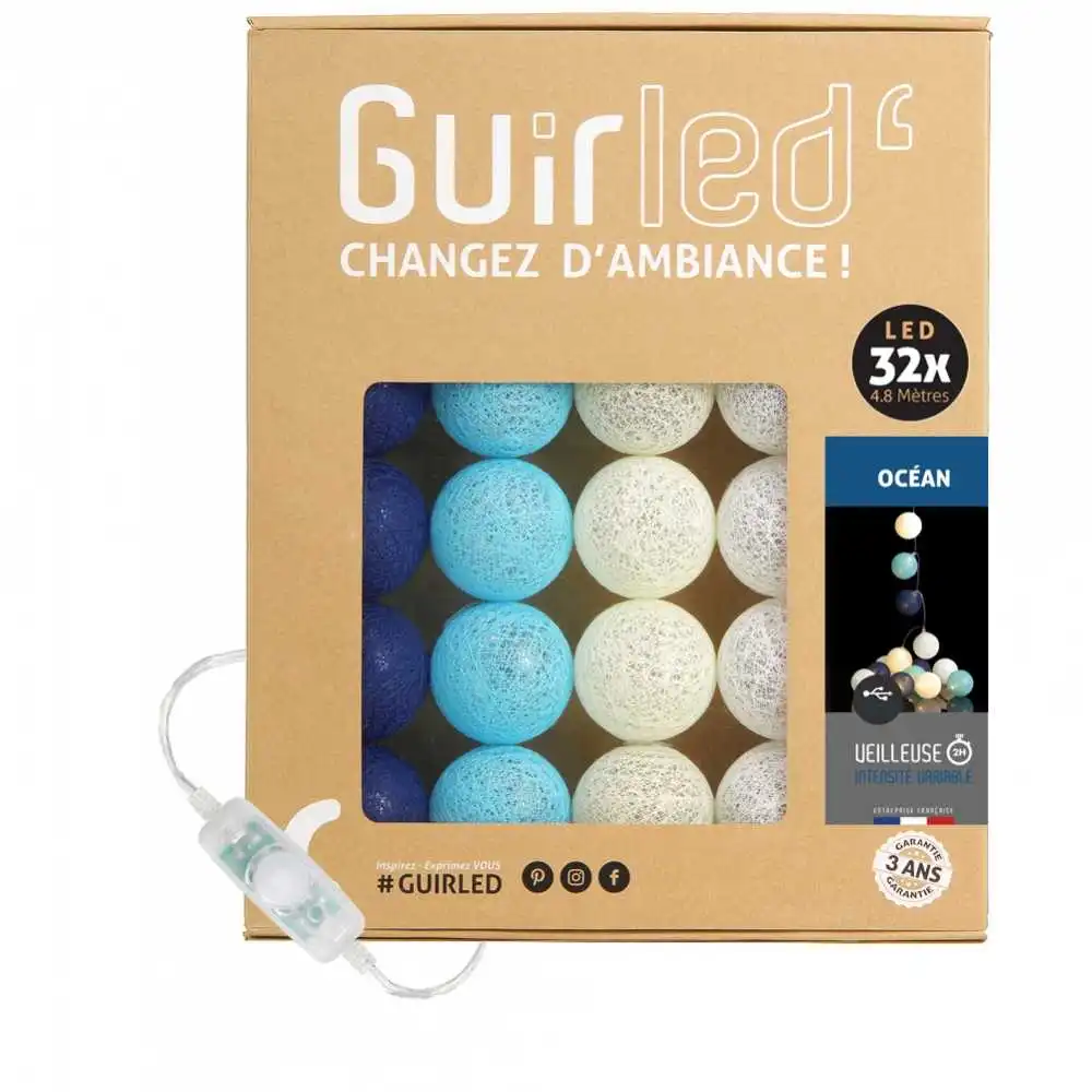 Guirled - Klassische Lichterkette - Ocean Klassische Lichterkette LED USB Baumwollkugeln