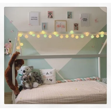 Guirled - Guirlande lumineuse Voice Control -  Bébé Commande Vocale Guirlande lumineuse boules coton Google & Alexa