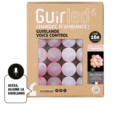 Guirled - Guirlande lumineuse Voice Control -  Princesse Commande Vocale Guirlande lumineuse boules coton Google & Alexa