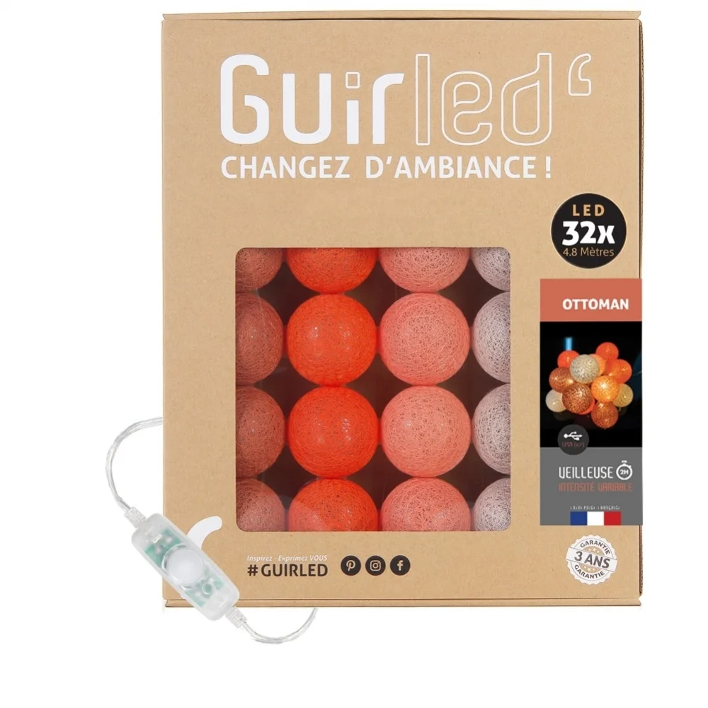 Guirled - Klassische Lichterkette - Ottoman Klassische Lichterkette Kugeln Baumwolle LED USB