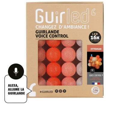 Guirled - Guirlande lumineuse Voice Control -  Ottoman Commande Vocale Guirlande lumineuse boules coton Google & Alexa