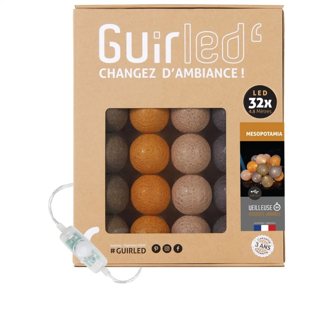 Guirled - Klassische Lichterkette - Mesopotamia Klassische Lichterkette LED USB Baumwollkugeln