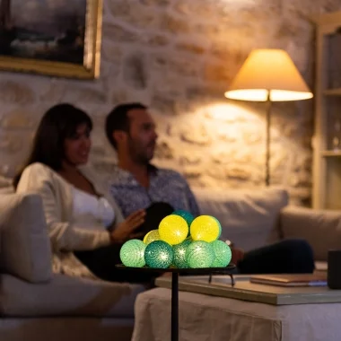 Guirlande lumineuse boules coton led usb - télécommande sans fil