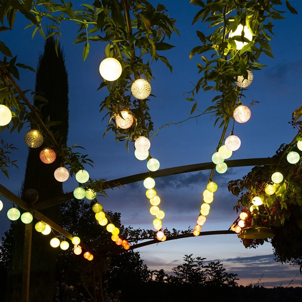 Guirled - Solar-Lichterkette - Harlekin Wasserdichte & solarbetriebene Outdoor-Lichterkette LED-Kugeln