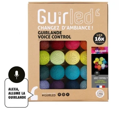 Guirled - Guirlande lumineuse Voice Control -  Arlequin Commande Vocale Guirlande lumineuse boules coton Google & Alexa