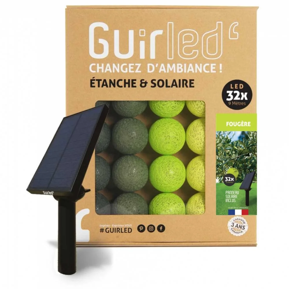 Guirled - Guirlande lumineuse Solaire -  Fougère Guirlande lumineuse extérieure étanche & solaire boules LED