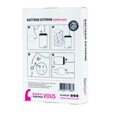 Guirled - Zubehör Lichterkette Baumwolle - Externe Batterie 10000 mAh