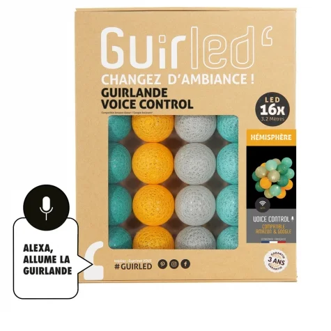 Guirled - Lichterkette Voice Control - Hemisphere Sprachsteuerung Lichterkette Baumwollkugeln Google & Alexa