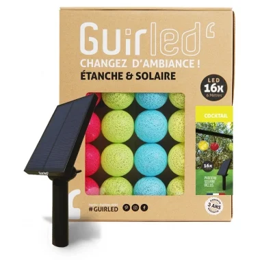 Guirled - Solar-Lichterkette - Cocktail Wasserdichte & solarbetriebene Outdoor-Lichterkette LED-Kugeln