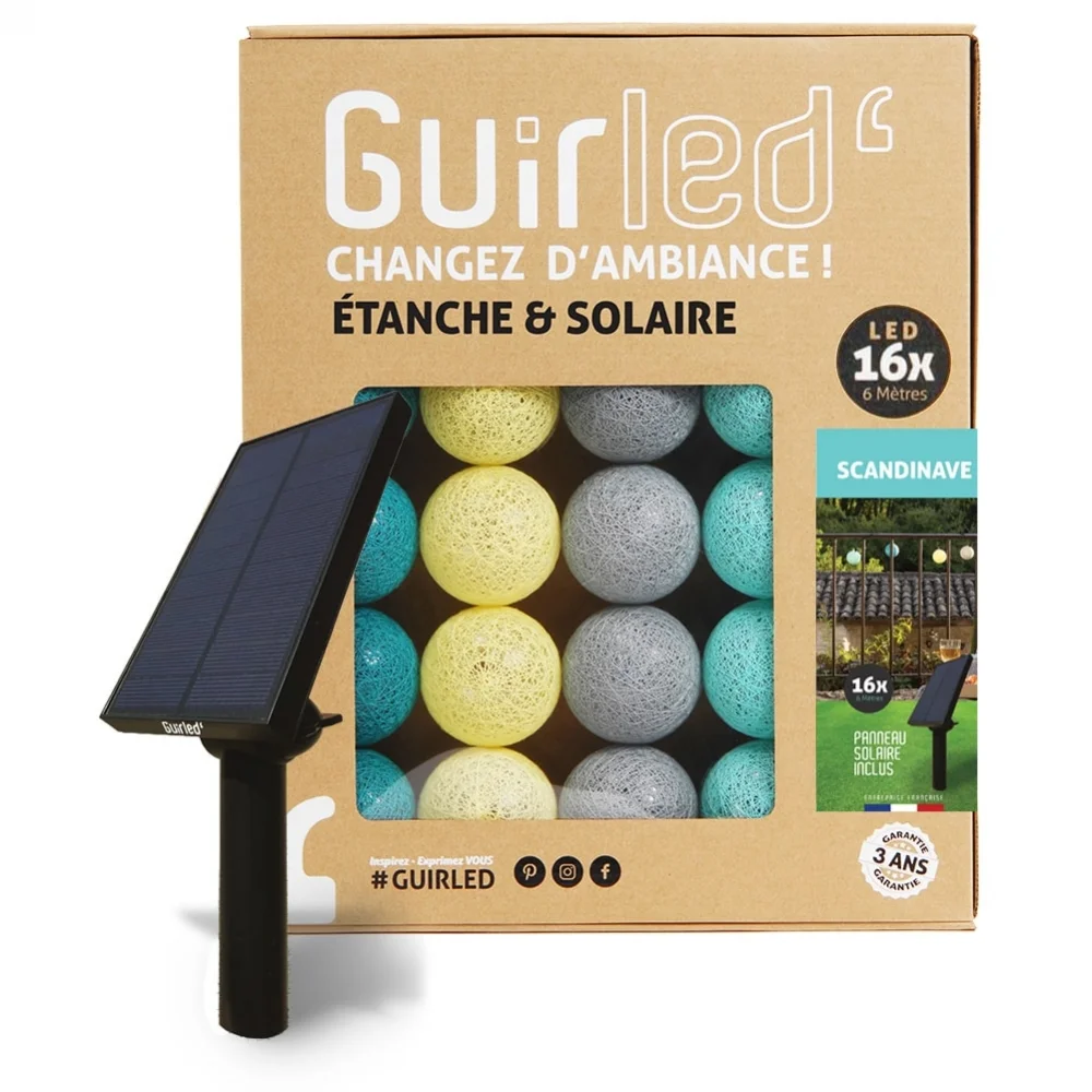 Guirled - Guirlande lumineuse Solaire -  Scandinave Guirlande lumineuse extérieure étanche & solaire boules LED