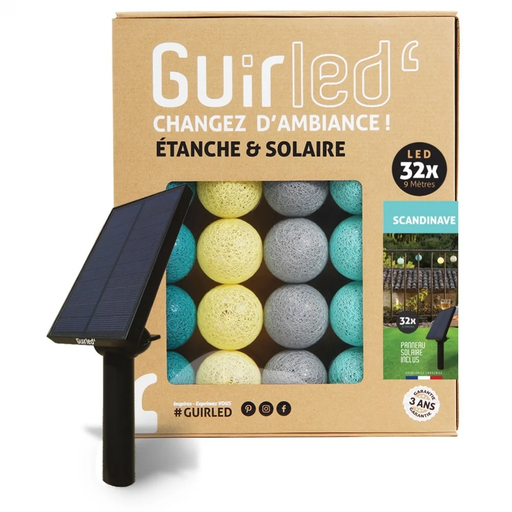 Guirled - Guirlande lumineuse Solaire -  Scandinave Guirlande lumineuse extérieure étanche & solaire boules LED
