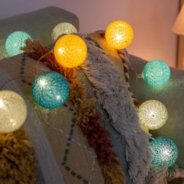 Boule de Coton Guirlande Lumineuse Boules de Coton avec Prise, 3,5 m, 20  Boules LED Guirlande Lumineuse pour Intérieur, Décoration Veilleuse comme