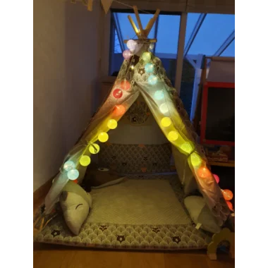 Guirled - Lichterkette Voice Control - Harlekin Sprachsteuerung Lichterkette Baumwollkugeln Google & Alexa