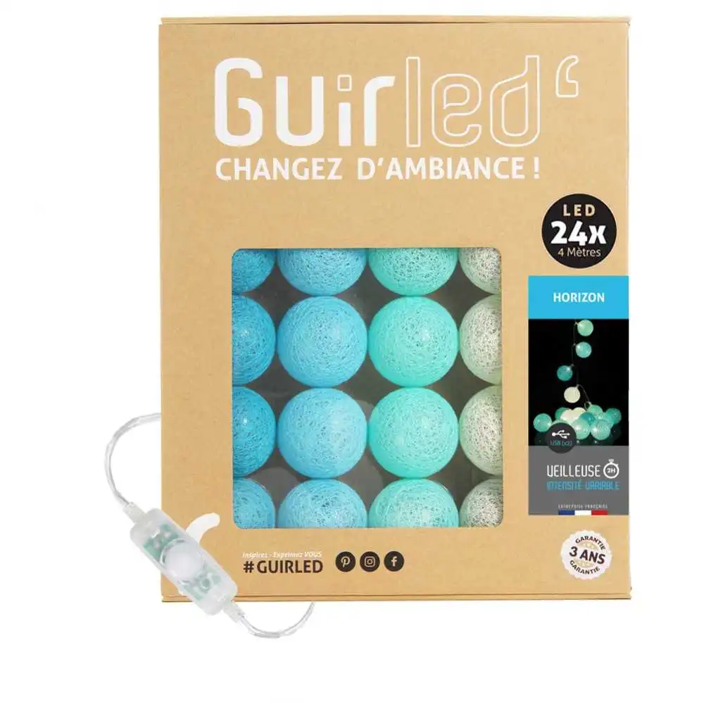Guirled - Guirlande Classique -  Horizon Classique Guirlande lumineuse boules coton LED USB