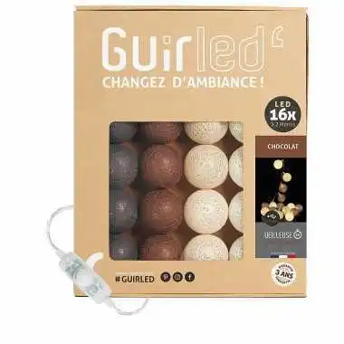 Guirled - Guirlande Classique -  Chocolat Classique Guirlande lumineuse boules coton LED USB
