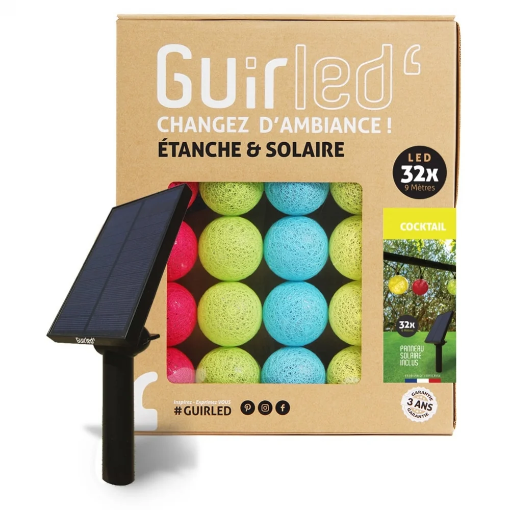 Guirled - Guirlande étanche & solaire -  Cocktail Guirlande lumineuse extérieure étanche & solaire boules LED