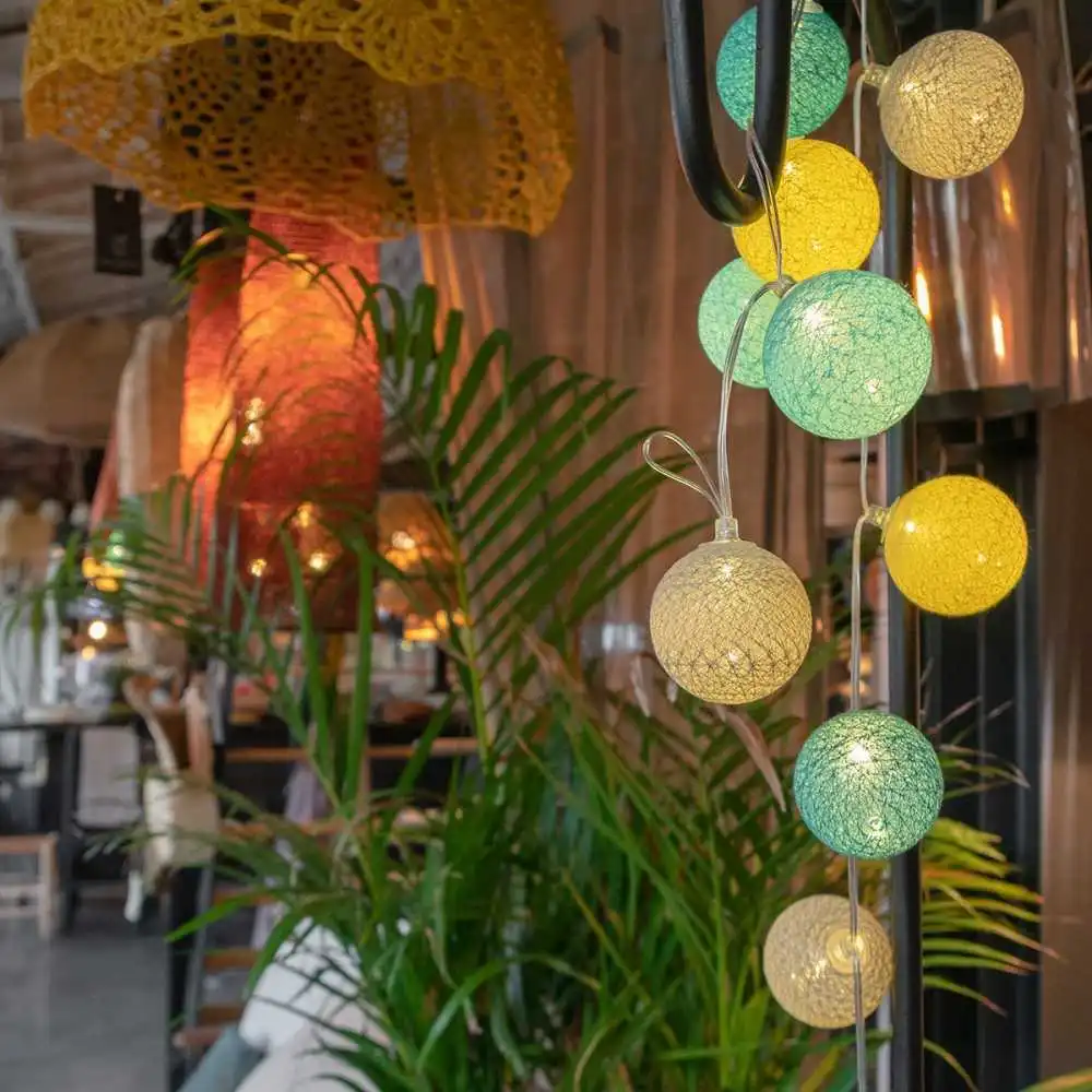 Guirled - Klassische Lichterkette - Skandinavisch Klassisch Lichterkette Baumwollkugeln LED USB