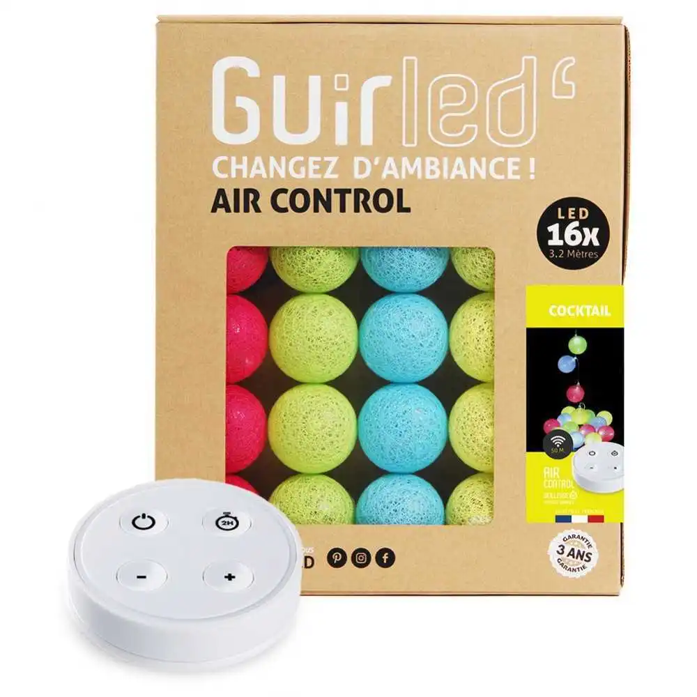 Guirled - Guirlande Air Control -  Cocktail Télécommandée Guirlande lumineuse boules coton LED USB