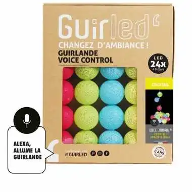 Guirled - Guirlande Voice Control -  Cocktail Commande Vocale Guirlande lumineuse boules coton Google & Alexa