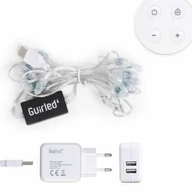 Guirled - Guirlande Air Control -  Coton Télécommandée Guirlande lumineuse boules coton LED USB