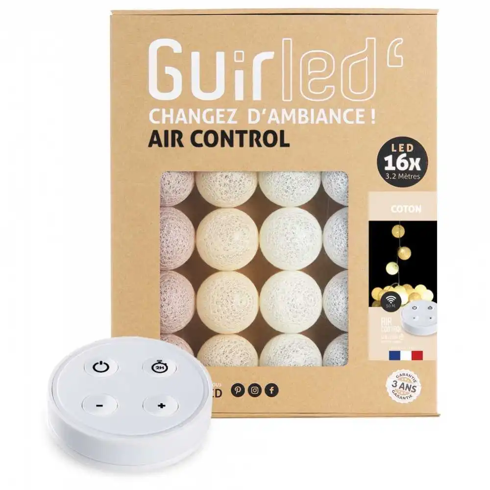 Guirled - Guirlande Air Control -  Coton Télécommandée Guirlande lumineuse boules coton LED USB