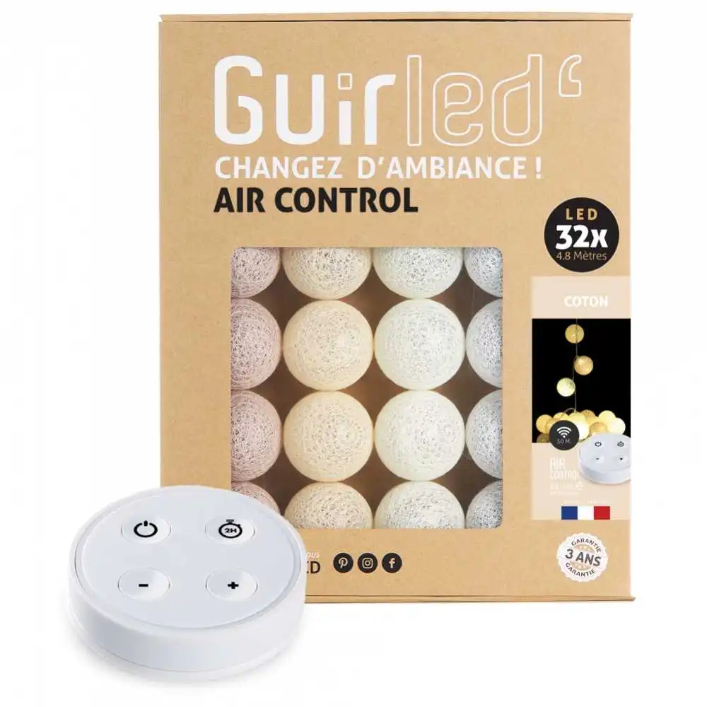 Guirled - Air Control Lichterkette - Baumwolle Ferngesteuert Lichterkette Kugeln Baumwolle LED USB