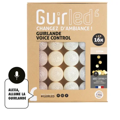 Guirled - Guirlande Voice Control -  Coton Commande Vocale Guirlande lumineuse boules coton Google & Alexa