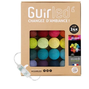 Guirled - Guirlande Classique -  Arlequin Classique Guirlande lumineuse boules coton LED USB