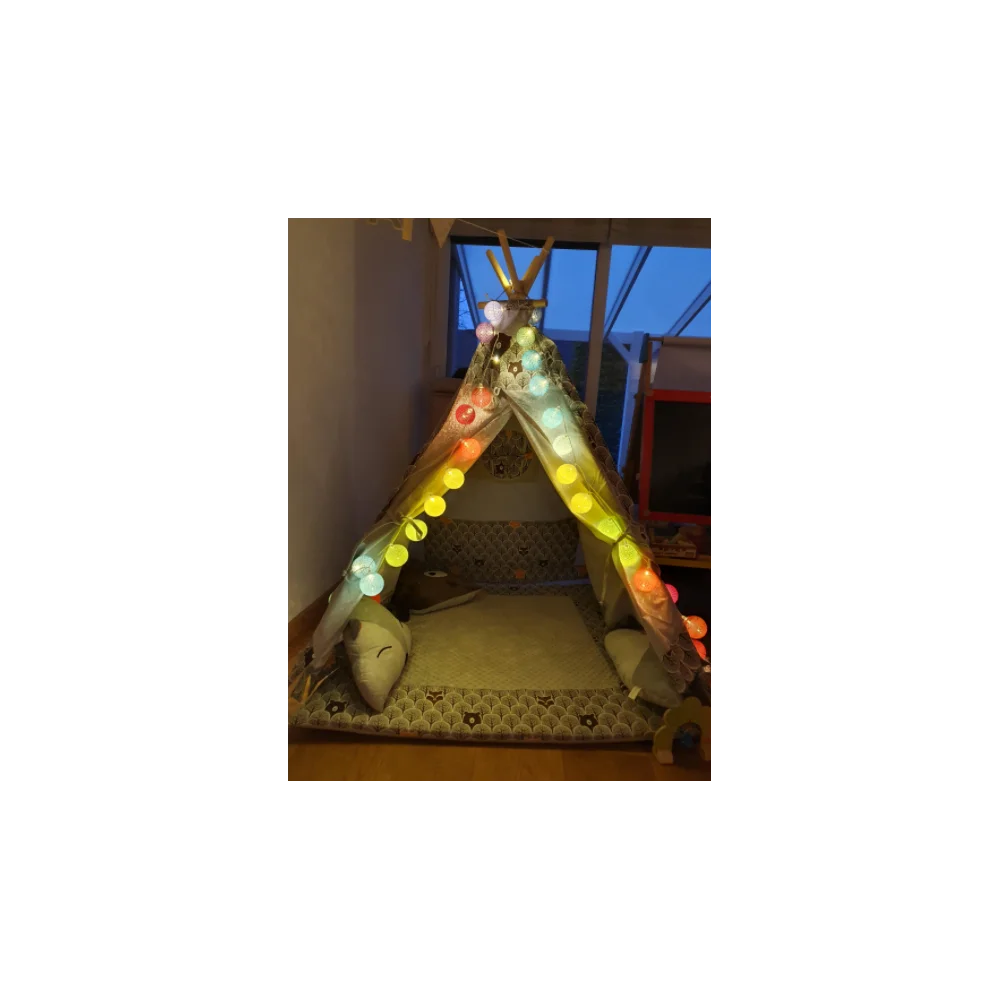 Guirled - Guirlande Voice Control -  Arlequin Commande Vocale Guirlande lumineuse boules coton Google & Alexa