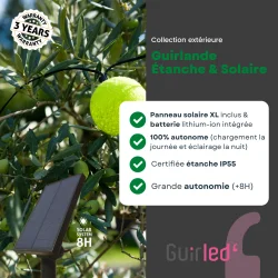 Guirled - Guirlande étanche & solaire -  Arlequin Guirlande lumineuse extérieure étanche & solaire boules LED