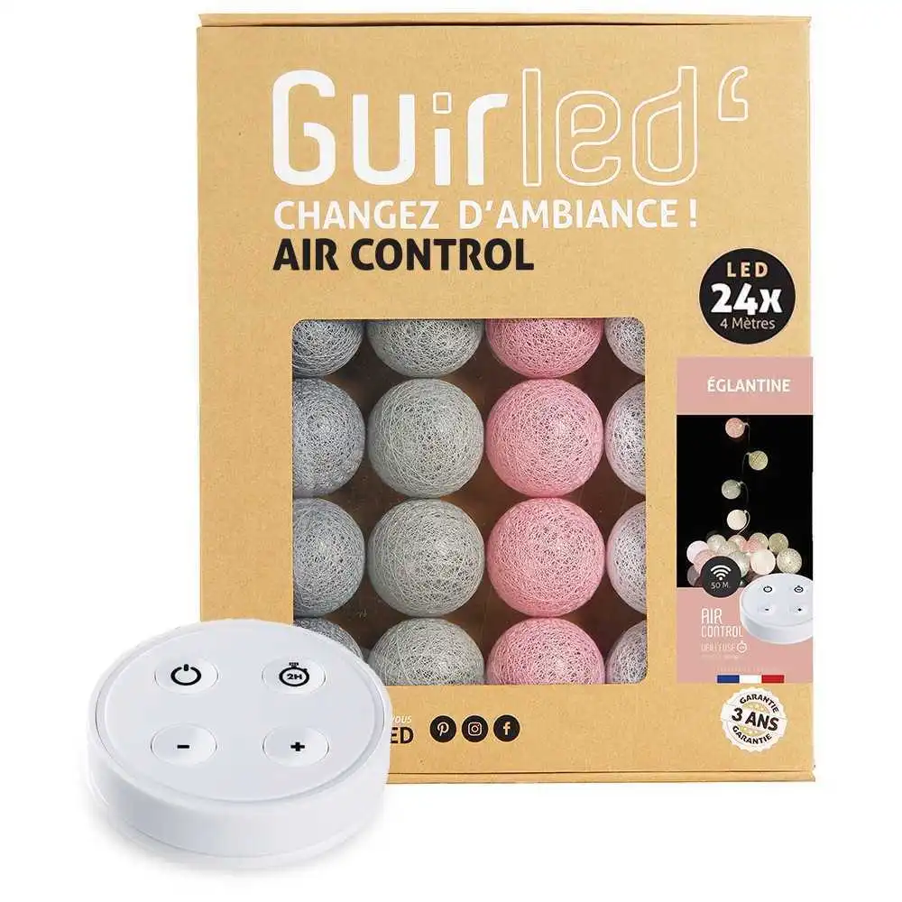 Guirled - Air Control Lichterkette - Ferngesteuerte Hagebutte Lichterkette Baumwollkugeln LED USB