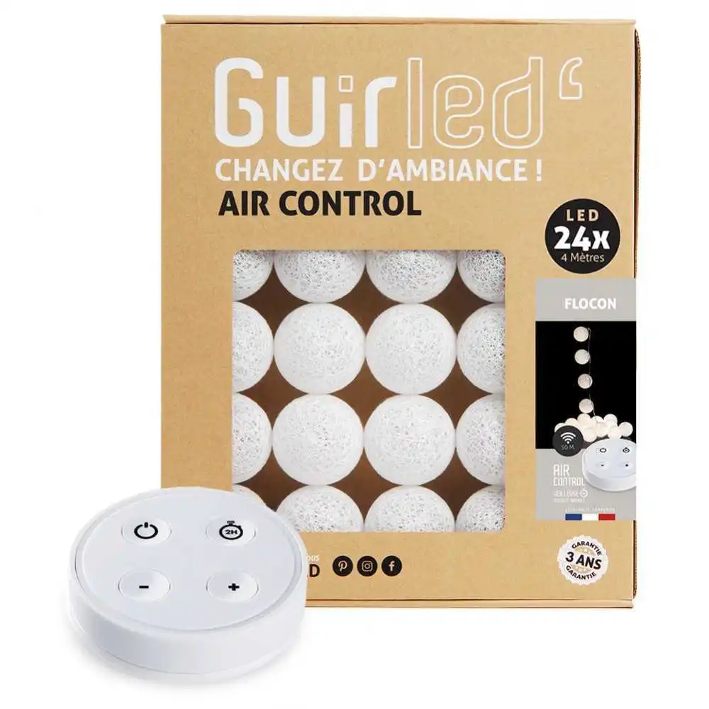 Guirled - Guirlande Air Control -  Flocon Télécommandée Guirlande lumineuse boules coton LED USB