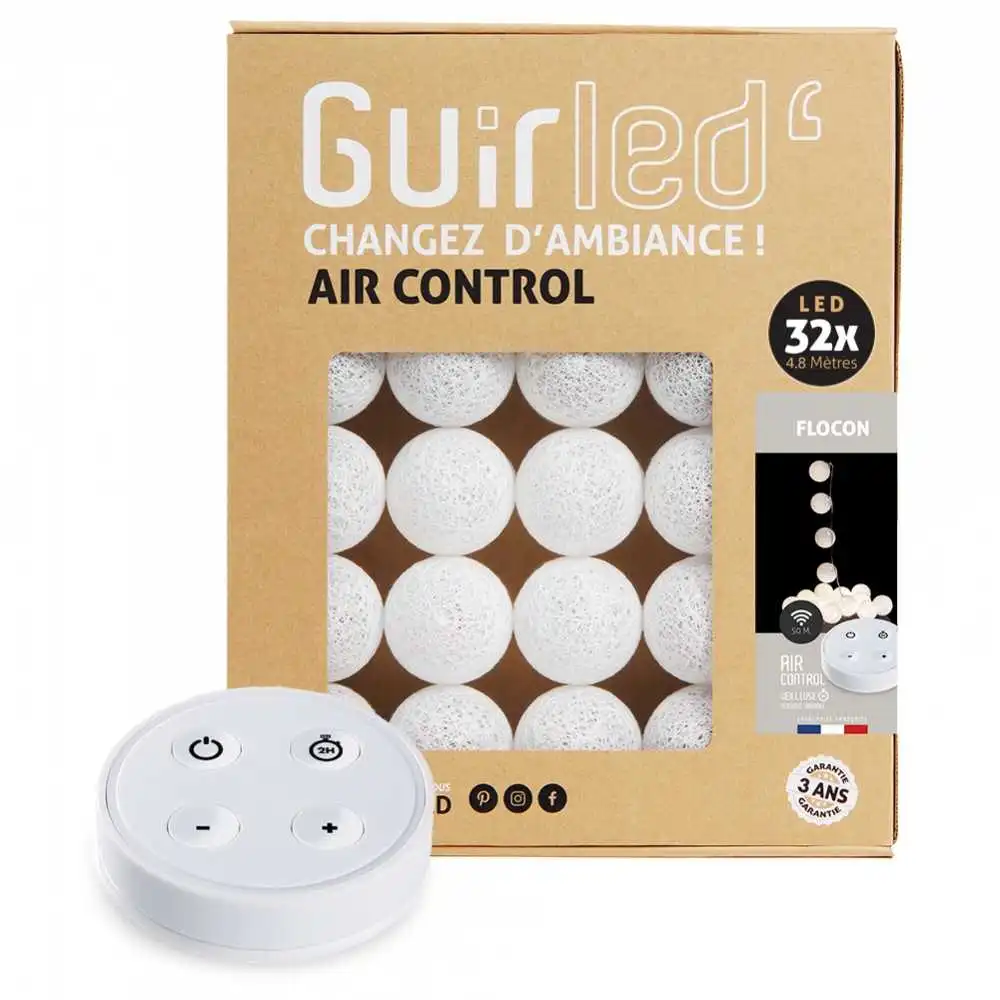 Guirled - Air Control Lichterkette - Flocke Ferngesteuerte Lichterkette Baumwollkugeln LED USB
