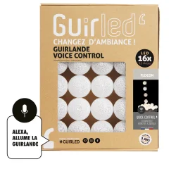 Guirled - Lichtslinger Voice Control - Sneeuwvlok lichtslinger met katoenen balletjes en spraakbesturing, Google & Alexa