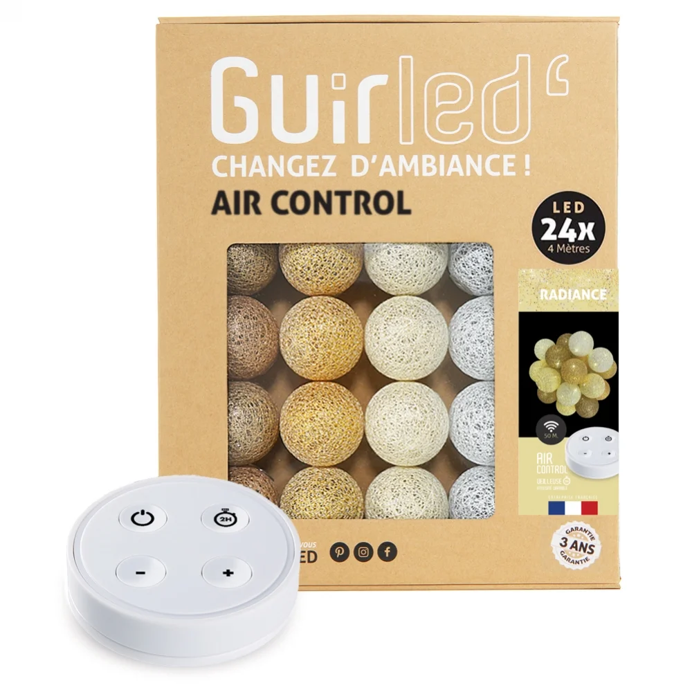 Guirled - Guirlande Air Control -  Radiance Télécommandée Guirlande lumineuse boules coton LED USB