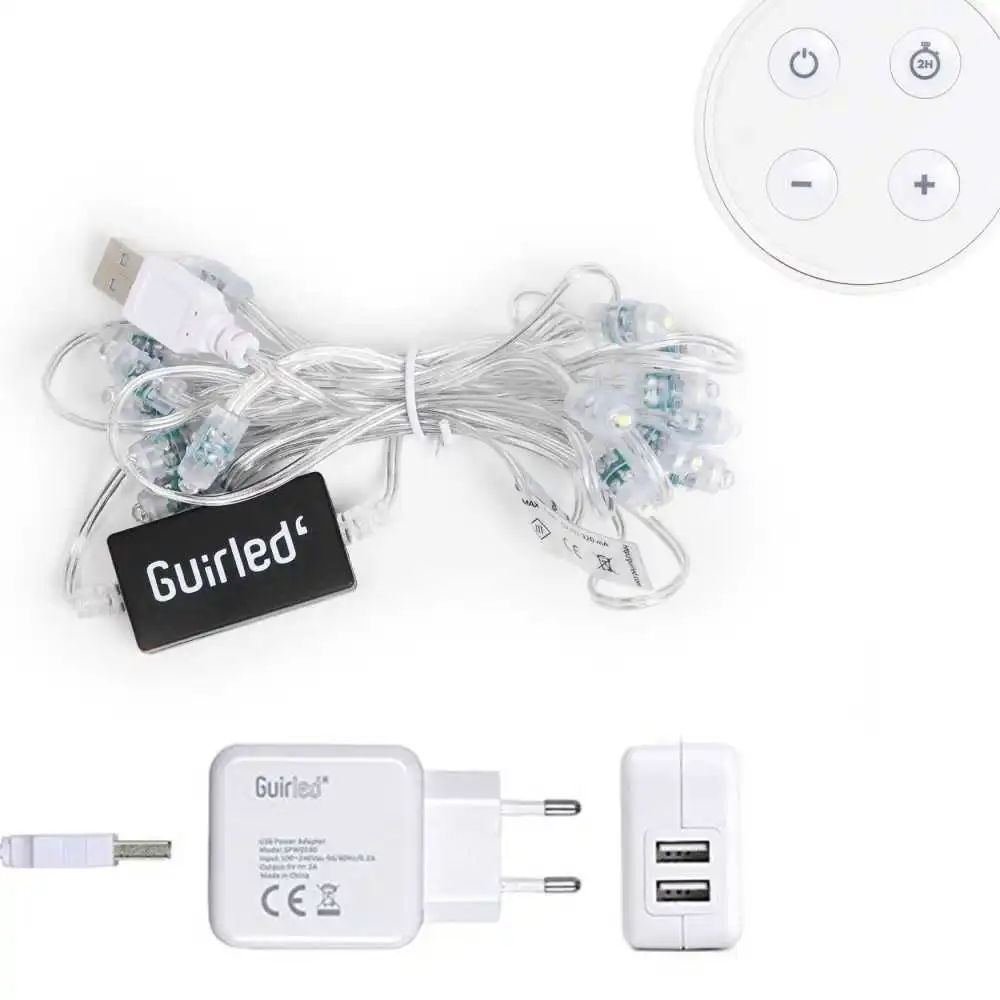 Guirled – Lichterkette Air Control –  Fernbedienbares Einhorn Lichterkette mit LED-Baumwollkugeln, USB-Anschluss